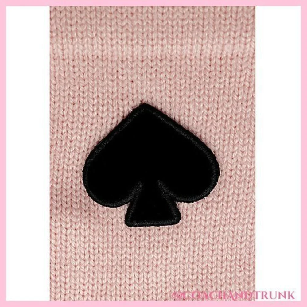 KATE SPADE 2PC Rose Tech Finger Gloves & Beanie Black Flocked Spade NWT